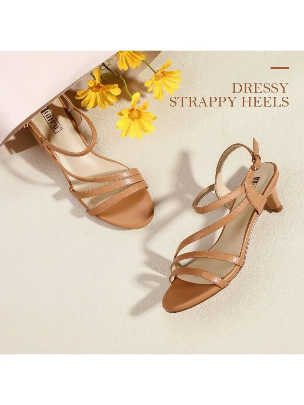 Women's Nude PU Low Kitten Heels Open Toe Heel Buckle Ankle Strap Sandals_5